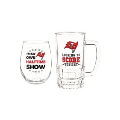 NFL® Tampa Bay Buccaneers Stemless 17 Oz. Wine Glass & 16 Oz. Beer Mug Set
