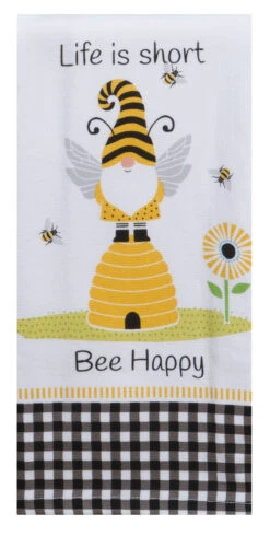 Save The Gnomes Bee Happy Dual Purpose Terry Towel