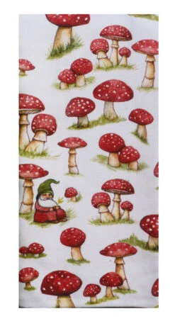 Mushrooms With Gnome Dual Purpose Terry Towel