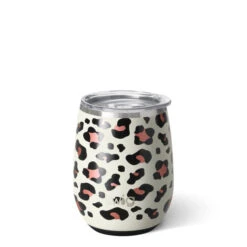 SWIG Luxy Leopard Stemless Wine Cup 14 Oz. Stainless Steel And Insulated