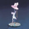 Cat Chasing Mouse Up A Lamp Glass Figurine