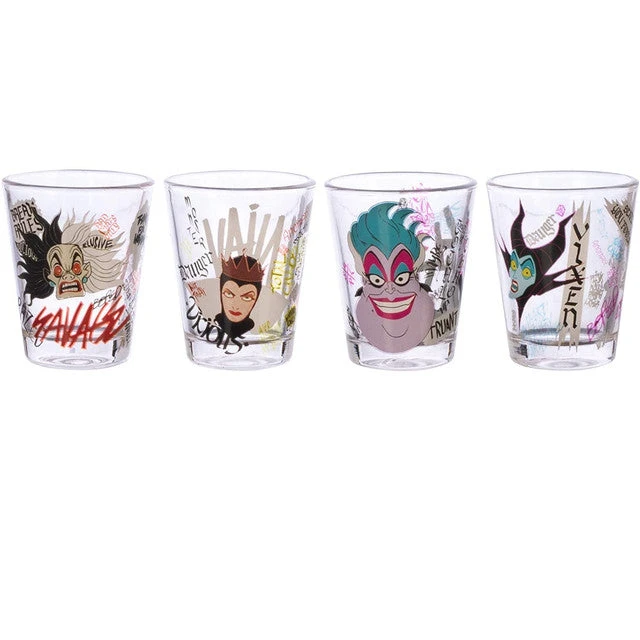 Disney Villains 2 Oz. Shot Glass Set Of 4 Cruella De Vil, Ursula, Evil Queen, Maleficent 1 Disney Villains 2 Oz. Shot Glass Set Of 4 Cruella De Vil, Ursula, Evil Queen, Maleficent
