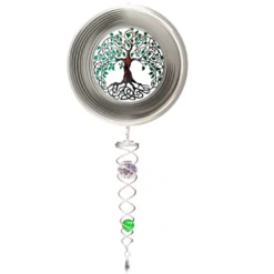 Tree Of Life Mini 6.5" Wind Spinner And 7.5" Crystal Twister Set